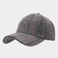 Casquette de baseball unisexe polyvalente à carreaux pour l'automne et l'hiver, style artistique vintage, texture confortable, chapeau décontracté pour l'extérieur