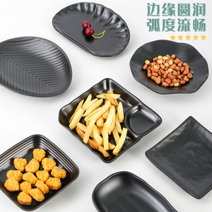 Black <b>melamine</b> tableware, creative small <b>plates</b> for bars and KTVs, uniquely shaped snack dishes, plastic fries <b>plates</b>, - Product Image 1