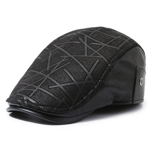 Men's Beret Canvas Winter Casual Hat For Outdoor Use Black Coffee Color - Product Image 5