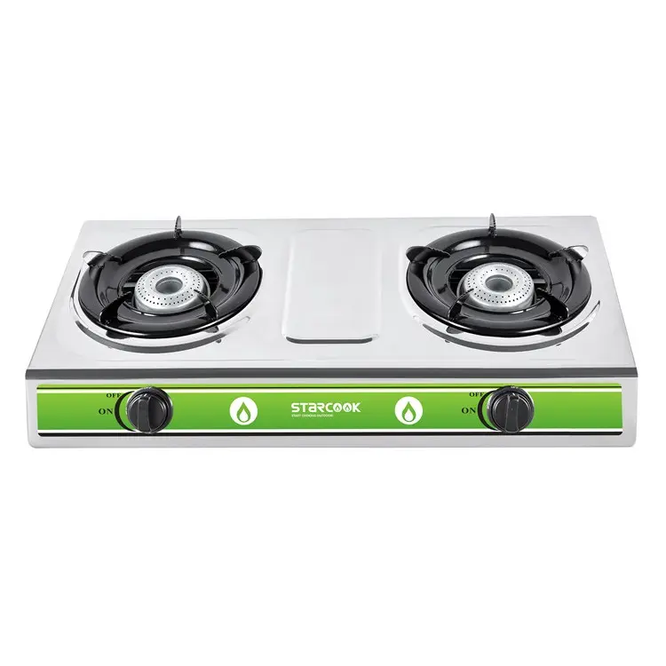 Home Kitchen Appliances 28 Inches Sealed 2 Burners Stainless Steel Gas Stove