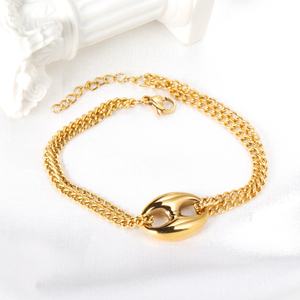 Pulsera Minimalista de Moda, Joyería de Acero Inoxidable al por Mayor, Chapada en Oro de 18k PVD, Pulsera de Cadena Gruesa con Dijes Metálicos - Product Image 2