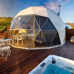 Grosir Tenda Transparan Mewah Baja Tenda Rumah Kubah Geodesic Kamping Putih