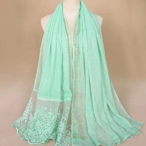 Caliente vender moda árabe encaje <span class=keywords><strong>pañuelo</strong></span> hijab <span class=keywords><strong>mujeres</strong></span> color sólido Malasia musulmán hijab - Product Image 4