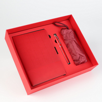 Articles promotionnels de luxe en gros : Ensemble cadeau d'affaires personnalisable comprenant un carnet, un parapluie, un stylo et une bouteille