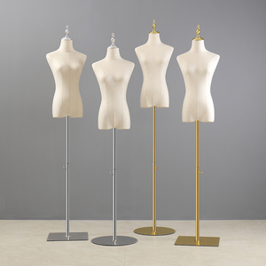Maniquí de Mujer para Exhibición de Ropa en Tiendas, Maniquí Femenino de Medio Cuerpo en Lino Blanco para Prendas de Vestir - Product Image 2
