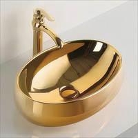 Lavabo en céramique unique noir et or à imprimé léopard, style luxe léger, avec placage électrolytique personnalisé, intégré pour salle de bain et toilettes, à poser sur comptoir