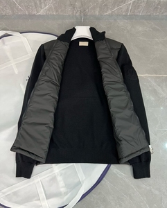 Giacca Invernale da <span class=keywords><strong>Uomo</strong></span> Nuova Collezione Autunno/Inverno, Collo Alto, Vellutata, Impermeabile, Taglie Forti, Casual, Imbottita in Piuma <span class=keywords><strong>d</strong></span>'<span class=keywords><strong>Oca</strong></span> con Inserti in Maglia - Product Image 2