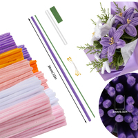 Kit de fleurs de lys en fil de chenille multicolore, tige unique, tous les accessoires inclus, bricolage, fil de chenille en vrac, décoration intérieure ou cadeau