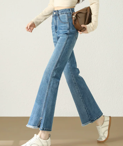 ZZH XZ2634 Jeans pour femmes, nouveau style 2026, coupe longue et polyvalente, pantalon rétro printemps-automne - Product Image 3