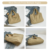 Bolsa de Hombro de Nailon Reciclado Plegable y Enrollable Personalizada, Nueva Llegada, Tamaño Mediano, para Uso Diario de Mujeres