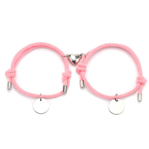 2개 맞춤형 26자 이니셜 이름 참 브레이슬릿 하트 자석 커플 팔찌 우정 연인 선물 - Product Image 6