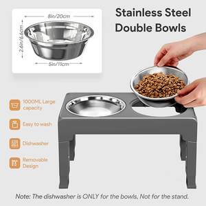 Bols pour chiens surélevés Bols d'alimentation doubles avec support surélevé réglable en hauteur Bols de nourriture en acier inoxydable Plaque de léchage - Product Image 6
