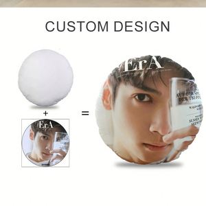 Personalized Round Cushion Cover Custom Logo Photo Both Sides Zipper, Outdoor <b>Throw</b> Pillow Case for Branding Home Decor - Product Image 2