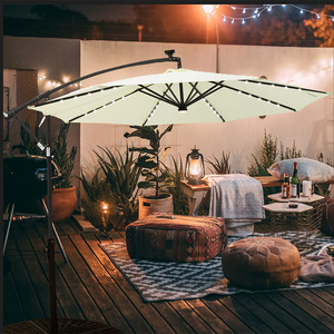 Parasol LED solaire en alliage d'aluminium à ouverture manuelle, design moderne pour jardin, cour et stand - Product Image 4