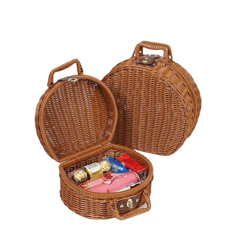 Natural al por mayor precio barato tejido a mano de bambú ratán cesta de picnic