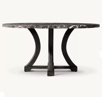 Table Ronde RH OEM avec Plateau en Marbre, Base Croisée, Design Mid-Century, Ensemble de Restaurant de Luxe, Meubles de Villa en Chêne
