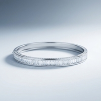Bracelet Moissanite en Argent Sterling 925, 18,9g, Style Art Déco, Coupe Baguette, Bracelets Joncs pour Femme, Luxe