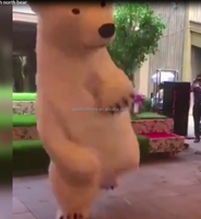 Costume de mascotte gonflable ours polaire brun en peluche douce et écologique de 2,2 m, avec batterie rechargeable, pour adulte unisexe