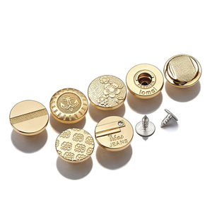 Boutons et rivets en zamac plaqués or, logo personnalisé, bouton métallique pour veste, jeans, vêtements en denim. - Product Image 3
