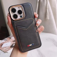 Étui de téléphone portable en cuir avec emplacement pour carte de crédit, accessoires, coque arrière pour iPhone 12 13 14 15 16 17 18 Pro Max