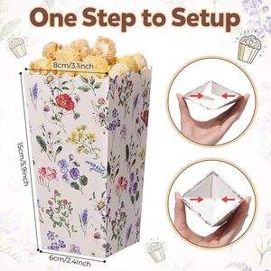 Boîtes <span class=keywords><strong>à</strong></span> <span class=keywords><strong>Popcorn</strong></span> Florales en Forme de Seau <span class=keywords><strong>à</strong></span> Motifs de Fleurs Sauvages, Contenants Jetables en Papier pour Bonbons et Snacks, Idéales pour Soirées Cinéma et Fêtes - Product Image 3
