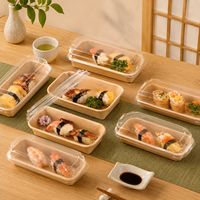 Boîte en papier kraft rectangulaire, récipient alimentaire, bols carrés pour sushis, fruits, sandwichs, pain, salades, emballage