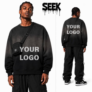 Felpa Girocollo Bicolore Sfumato 400GSM in French Terry Pesante Unisex, Oversize <span class=keywords><strong>con</strong></span> Logo Personalizzato, Stile Streetwear - Product Image 1