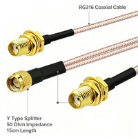 Câble coaxial d'extension Y Splitter Combiner Pigtail Jumper RF SMA Femelle vers Double SMA Mâle RG316 15cm 50 Ohm pour Routeur WiFi 4G 5G