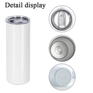 Tumbler Isolato in Acciaio Inox da 20 oz, Bianco, Sottile e Dritto per Sublimazione, con Cannuccia - Product Image 3