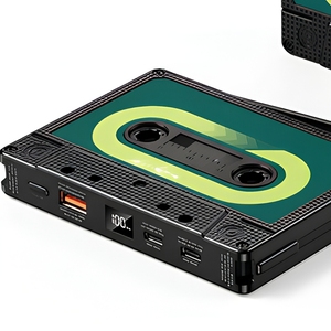 Banco de Energía con Diseño de Casete Retro, 10000mAh, Carga Rápida, Cargador Móvil con Cable Integrado, Estación de Energía Portátil, Certificación 3C - Product Image 5