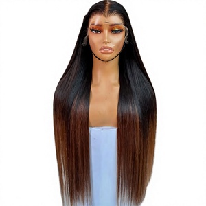 RTS Pedido Mixto al por Mayor Cabello Humano Virgen Liso Marrón 13x4 Transparente Sin Pegamento Pre-arrancado Cutícula Alineada 150% Rojizo Pequeño - Product Image 1