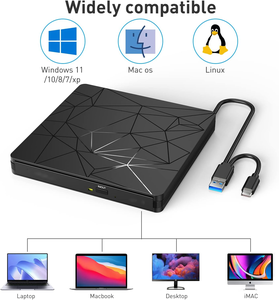 Lecteur de CD <span class=keywords><strong>DVD</strong></span> externe mince original USB C 3.0 graveur de <span class=keywords><strong>DVD</strong></span> ROM +/-RW graveur de disque optique Ripper pour ordinateur portable de bureau - Product Image 5