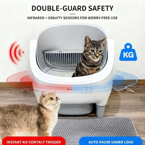 ODM Neue Automatische Smarte Katzentoilette APP-Steuerung Duale Sicherheitssensoren Selbstreinigende Katzentoilette Automatisch mit Offenem Design - Product Image 3