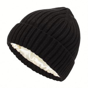 Cashmere Blend <b>Wool</b> Satin Lined Jacquard Cuffed Slouchy <b>Beanie</b> <b>Hat</b> for Unisex Adults Promotion Gift Keep Warm Comfortable Soft - Product Image 2
