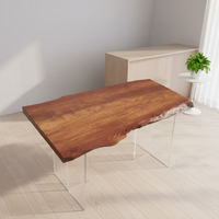 Offre d'usine jaune TALI bois dalle Table à manger Table centrale en bois naturel pour cuisine Restaurant hôtel-pour la maison bureau Villas