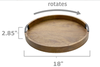 Présentoir de plateau de rangement personnalisé minimaliste plateau de service rond Lazy Susan plateau de service rond en bois avec poignée