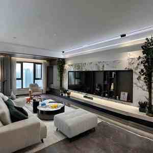 Muebles de sala de estar de diseño moderno de lujo, Unidad de Panel montado en la pared de madera MDF de melamina, soporte de consola de TV suspendido, juego de gabinete - Product Image 1