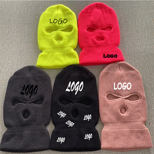 Vente en gros de cagoule de ski brodée personnalisée à 3 trous pour bandits et rappeurs avec logo brodé - Product Image 1