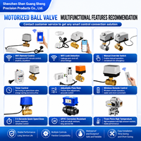 Válvula de bola eléctrica antihumedad de tres vías con conexión de brida, cuerpo de latón, tipo normalmente cerrado, 220V/24V/12V