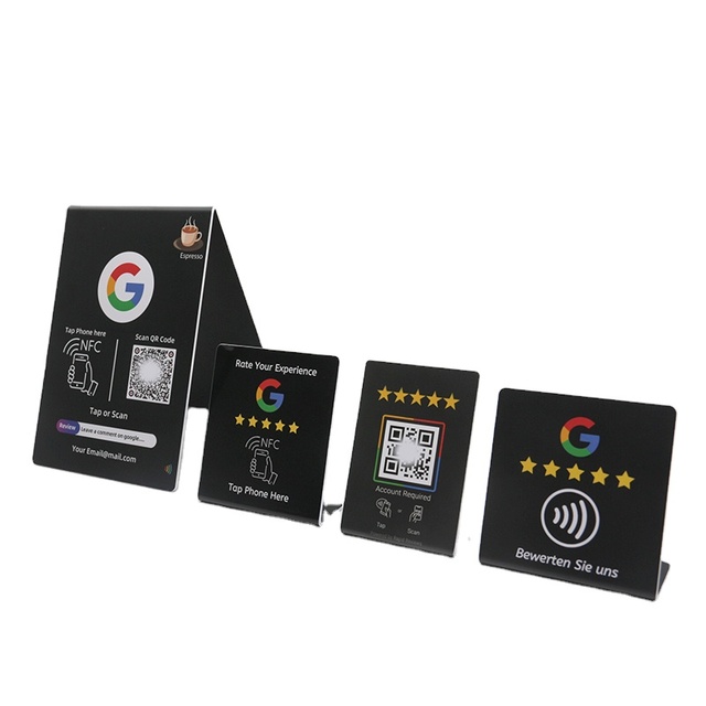 PVC Acrylic Customized NFC Google Review and Menu Qrcode Stand