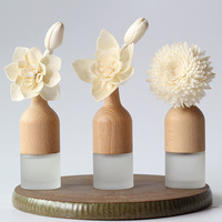 Ensemble diffuseur de parfum d'ambiance en verre de luxe, moderne et populaire, avec bâtonnets en rotin à motif floral artistique, idéal comme cadeau rafraîchissant, vente en gros
