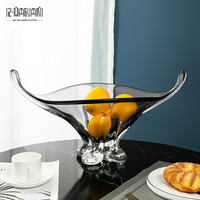 Grand bol en verre transparent de luxe léger assiette à salade de fruits organisateur de bureau de salon décoration de la maison ornement moderne