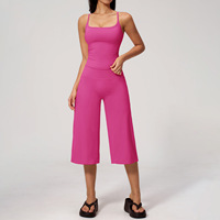 Ensemble de yoga pour femmes, pantalon et débardeur à bretelles, en nylon et élasthanne, séchage rapide, extensible dans les quatre sens