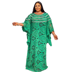 New Fashion African Plus Size <strong>Ladies</strong> <strong>Cord</strong> Lace Embroidery Dress Temperament Long <strong>Skirt</strong> - Product Image 1