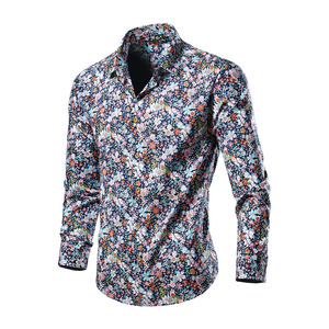 ChenYue camicia Casual Slim a maniche lunghe da <span class=keywords><strong>uomo</strong></span> con stampa floreale motivo floreale a <span class=keywords><strong>fiori</strong></span> per la primavera autunno taglie forti traspiranti - Product Image 4