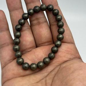 Bracelets de pierres précieuses pyrite en cristal de guérison positive de qualité gemme Bracelet rond lisse en argent Pyrite en pierre précieuse - Product Image 4