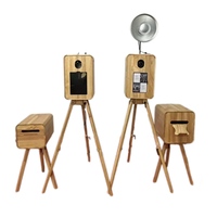 Ensemble de photomaton vintage rétro en bois pour mariage, fonction d'impression instantanée, smartphones, appareils photo, y compris iPad