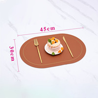 Set de table ovale de style européen, en cuir PU anti-taches, protège-table décoratif pour la maison, l'hôtellerie et la restauration