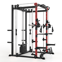 Equipo de Entrenamiento Multifuncional Todo en Uno, Máquina Smith de Acero para Gimnasios Domésticos con Funciones de Fly y Gantry