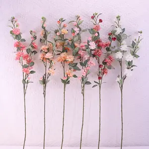 Pengaturan bunga kamelia buatan vas kaca, kualitas tinggi untuk dekorasi rumah, bunga lanskap